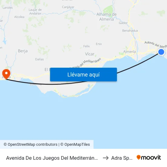 Avenida De Los Juegos Del Mediterráneo, 37 to Adra Spain map