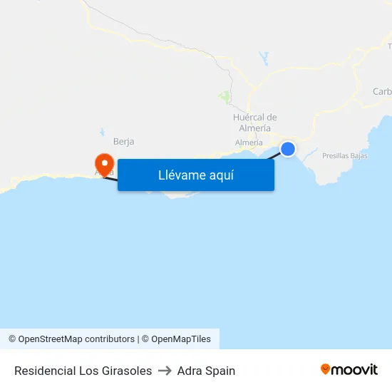 Residencial Los Girasoles to Adra Spain map
