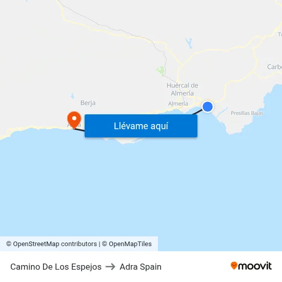 Camino De Los Espejos to Adra Spain map