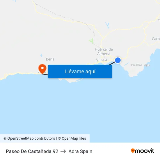 Paseo De Castañeda 92 to Adra Spain map