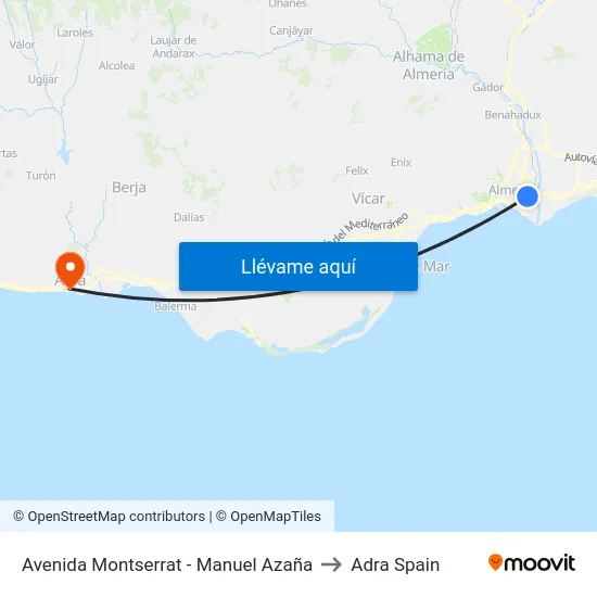 Avenida Montserrat - Manuel Azaña to Adra Spain map