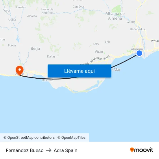 Fernández Bueso to Adra Spain map