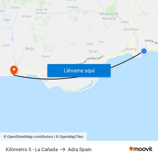Kilómetro 5 - La Cañada to Adra Spain map