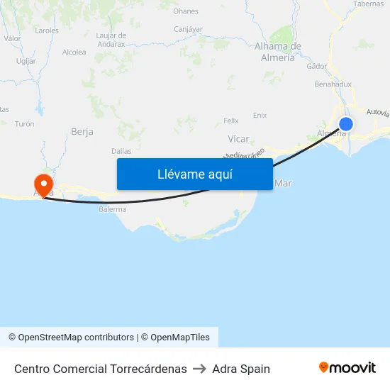 Centro Comercial Torrecárdenas to Adra Spain map