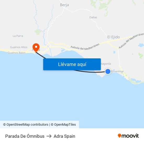 Parada De Ómnibus to Adra Spain map