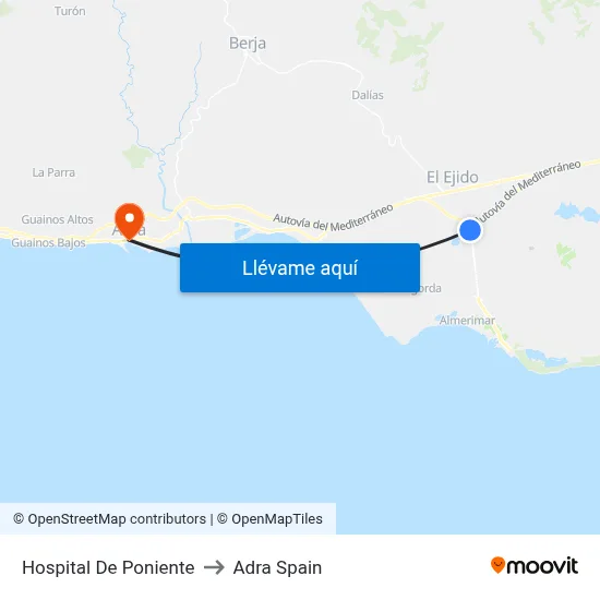 Hospital De Poniente to Adra Spain map
