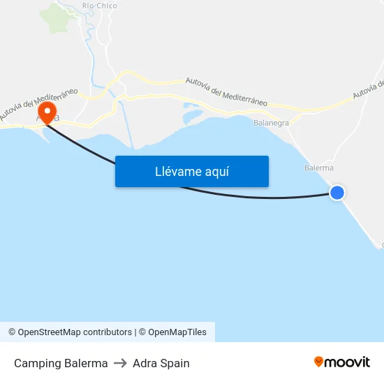 Camping Balerma to Adra Spain map