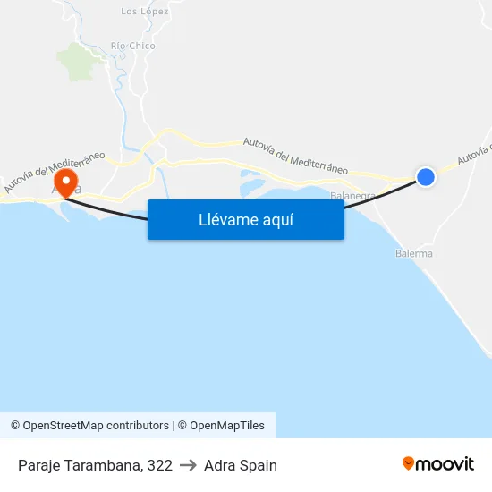 Paraje Tarambana, 322 to Adra Spain map