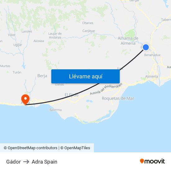 Gádor to Adra Spain map