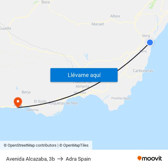 Avenida Alcazaba, 3b to Adra Spain map