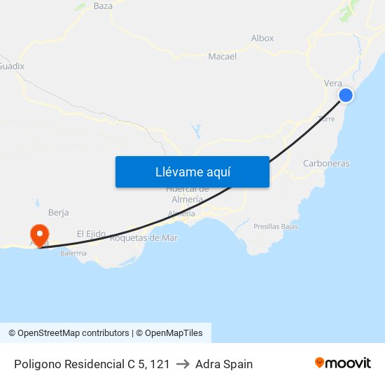 Poligono Residencial C 5, 121 to Adra Spain map