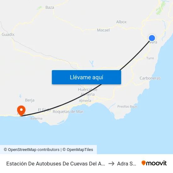 Estación De Autobuses De Cuevas Del Almanzora to Adra Spain map