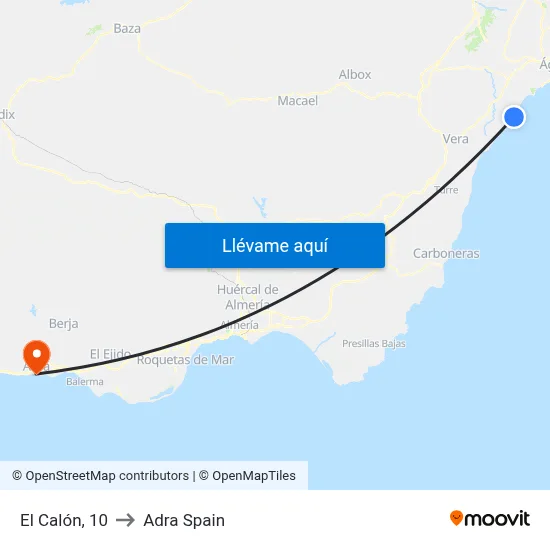 El Calón, 10 to Adra Spain map