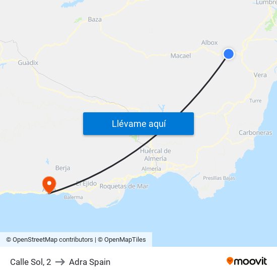 Calle Sol, 2 to Adra Spain map