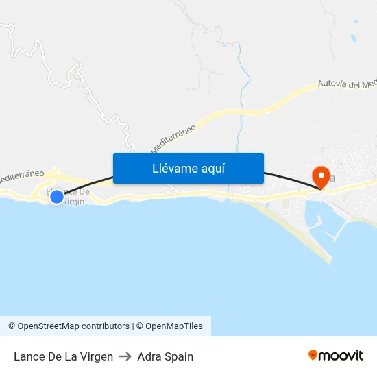 Lance De La Virgen to Adra Spain map