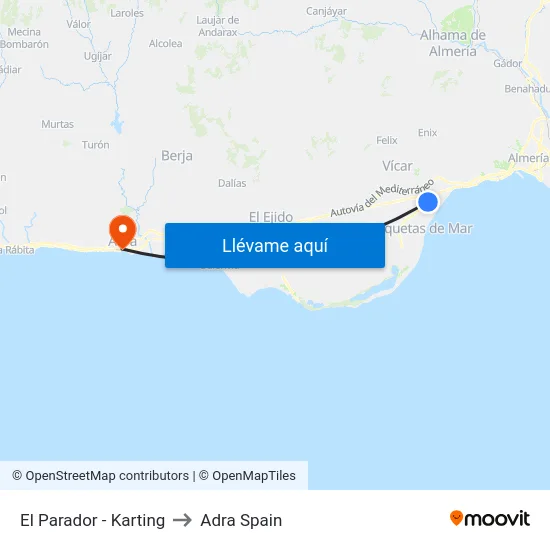 El Parador - Karting to Adra Spain map