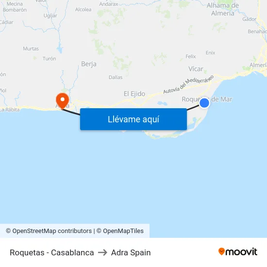 Roquetas - Casablanca to Adra Spain map