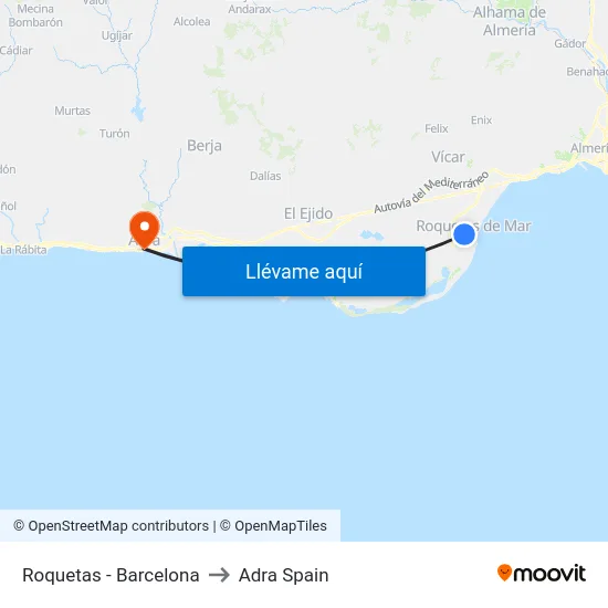 Roquetas - Barcelona to Adra Spain map