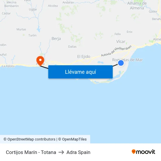 Cortijos Marín - Totana to Adra Spain map