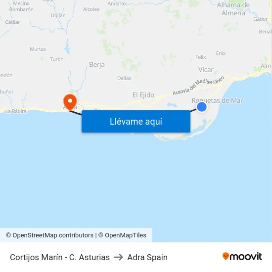 Cortijos Marín - C. Asturias to Adra Spain map