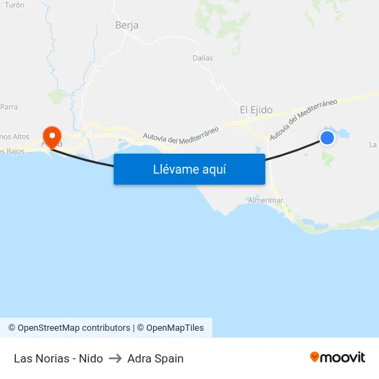 Las Norias - Nido to Adra Spain map