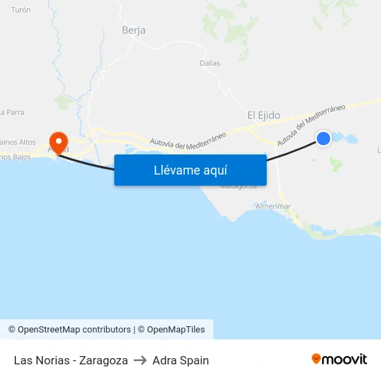 Las Norias - Zaragoza to Adra Spain map