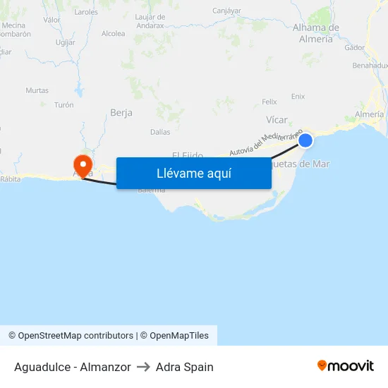Aguadulce - Almanzor to Adra Spain map