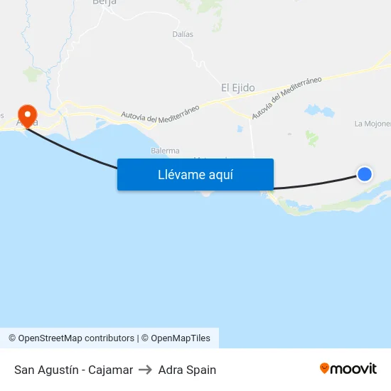 San Agustín - Cajamar to Adra Spain map