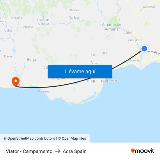 Viator - Campamento to Adra Spain map