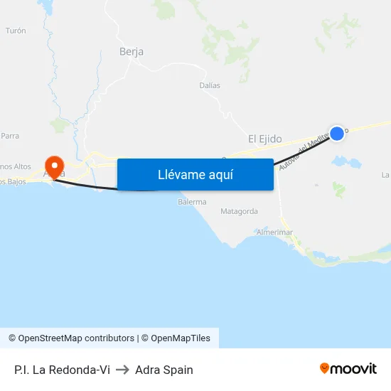 P.I. La Redonda-Vi to Adra Spain map