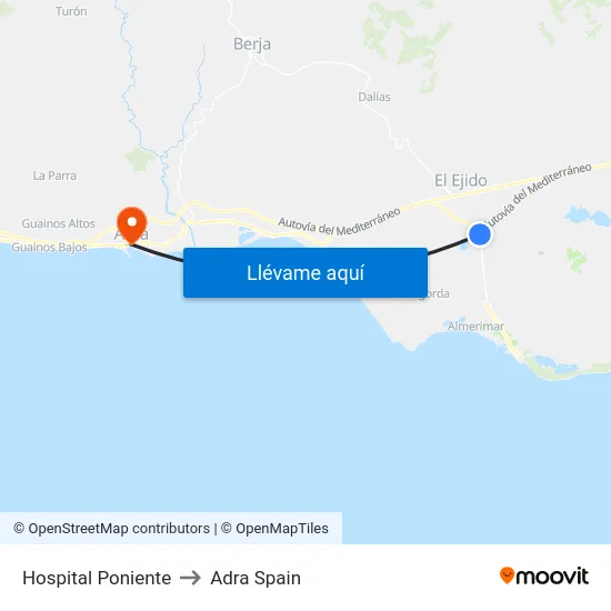 Hospital Poniente to Adra Spain map