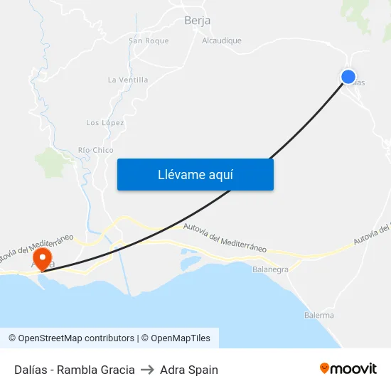 Dalías - Rambla Gracia to Adra Spain map