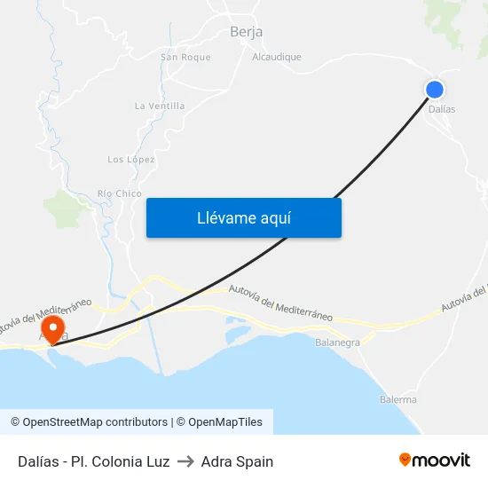 Dalías - Pl. Colonia Luz to Adra Spain map