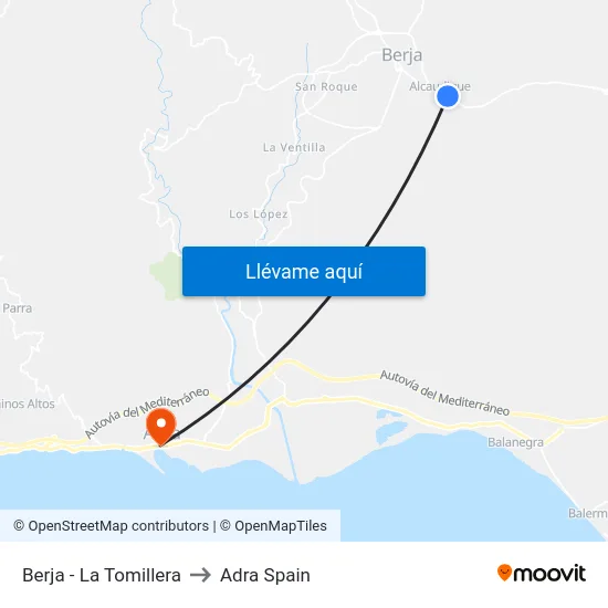 Berja - La Tomillera to Adra Spain map