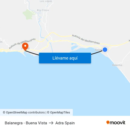 Balanegra - Buena Vista to Adra Spain map