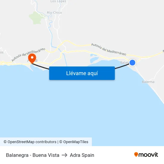 Balanegra - Buena Vista to Adra Spain map