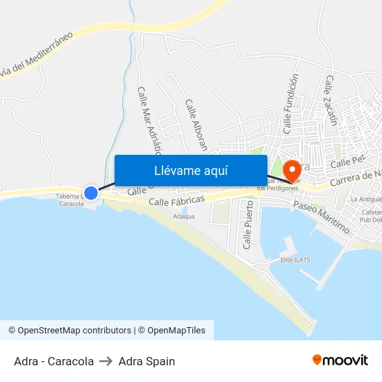 Adra - Caracola to Adra Spain map