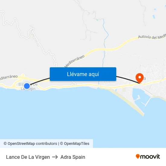 Lance De La Virgen to Adra Spain map