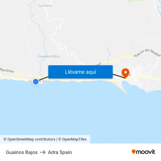 Guainos Bajos to Adra Spain map