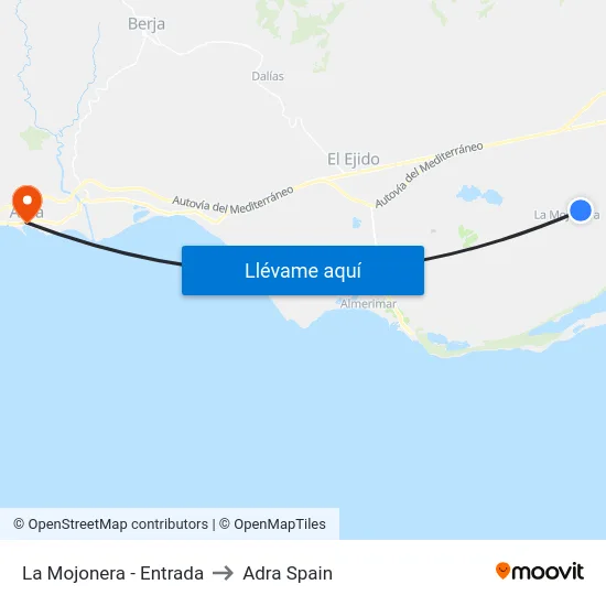 La Mojonera - Entrada to Adra Spain map