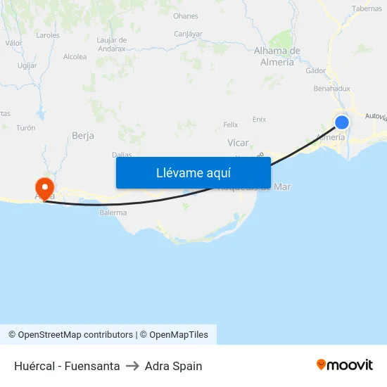 Huércal - Fuensanta to Adra Spain map