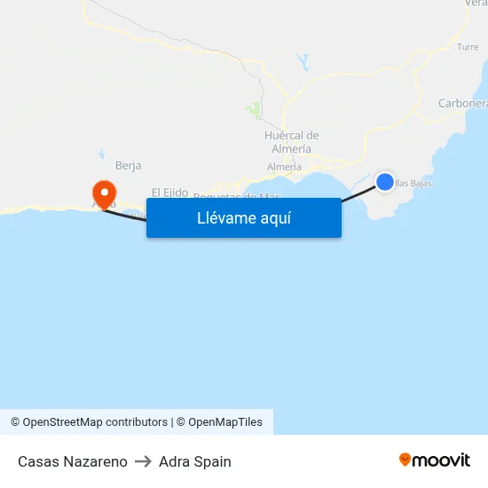 Casas Nazareno to Adra Spain map
