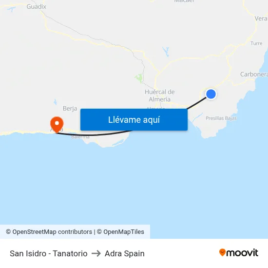 San Isidro - Tanatorio to Adra Spain map