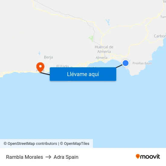 Rambla Morales to Adra Spain map