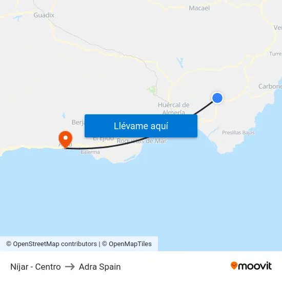 Níjar - Centro to Adra Spain map