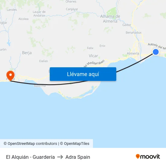 El Alquián - Guardería to Adra Spain map
