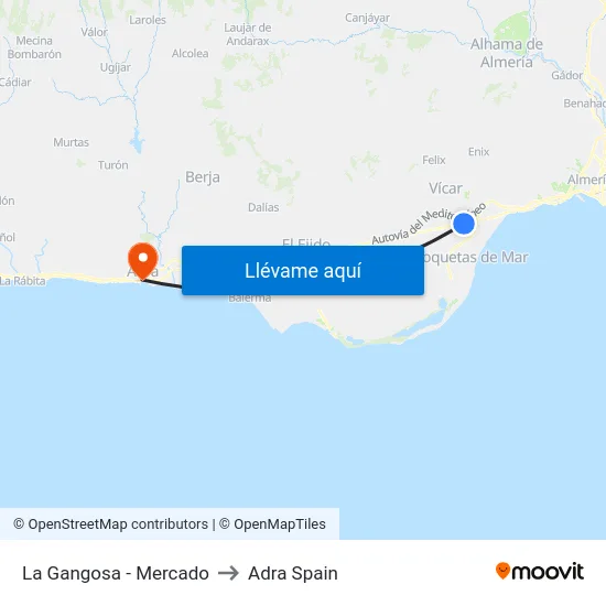 La Gangosa - Mercado to Adra Spain map