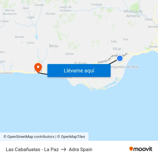 Las Cabañuelas - La Paz to Adra Spain map