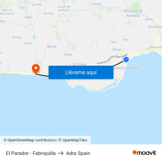El Parador - Fabriquilla to Adra Spain map