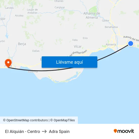 El Alquián - Centro to Adra Spain map